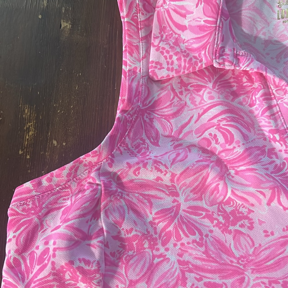 Lilly Pulitzer Pink Sleeveless V-Neck Printed Tank - Picture 9 of 14